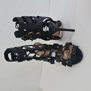 Schutz Womens Leather Strappy High Heels Shoes Black Size 7B